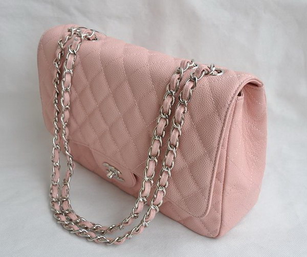 7A Replica Chanel Jumbo A28600 Pink Caviar with Silver Hardware Flap Bags